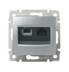 Розетка комбинированная RJ11+RJ45 Legrand Valena 6 кат UTP на винтах алюминий 770280