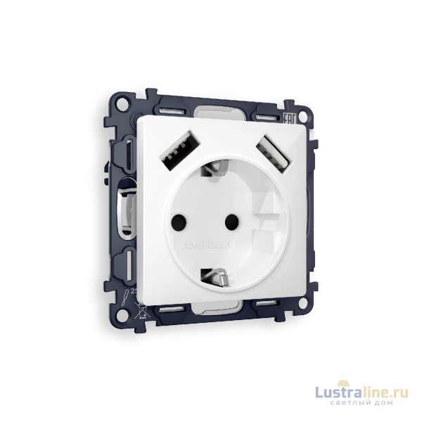 Комплект механизма розетки 2USB A+A 18W (быстрая зарядка) с/з Ambrella Volt Alfa MA109010