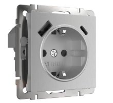 Розетка Werkel с быстрой зарядкой USB Type A+С серебряный рифленый W1171709 4690389176456