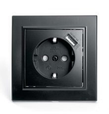 Розетка 1-местная с USB Stekker PST16-9011-03 с защитной шторкой 39480