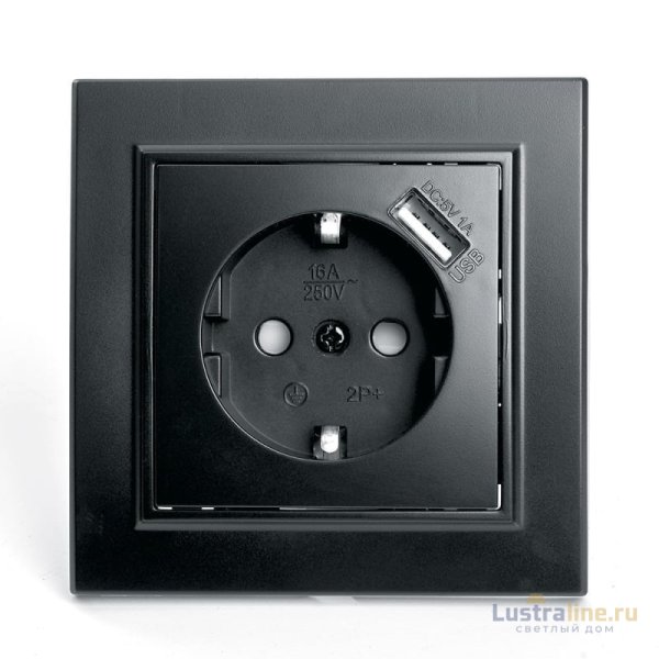 Розетка 1-местная с USB Stekker PST16-9011-03 с защитной шторкой 39480