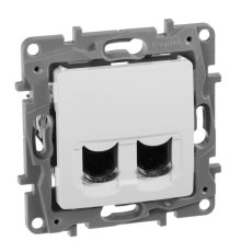 Розетка компьютерная 2хRJ45 Legrand Etika 6 кат UTP белая 672254