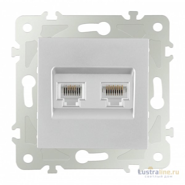 Розетка телефонная RJ11 + компьютерная RJ45 Arte Milano 203.44-1.silver