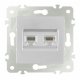 Розетка телефонная RJ11 + компьютерная RJ45 Arte Milano 203.44-1.silver
