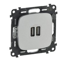 Розетка USB двойная Legrand Valena Allure 240V/5V 1500mA алюминий 754997