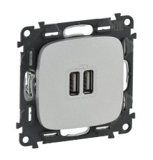 Розетка USB двойная Legrand Valena Allure 240V/5V 1500mA алюминий 754997