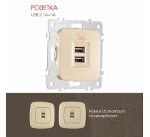 Розетка USB 2.1А+1А Arte Milano 205.46-1.shampan