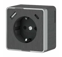 Розетка с заземлением, шторками и USB тип A+C Werkel Gallant W5071704 4690389179617 a057704