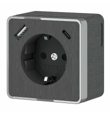 Розетка с заземлением, шторками и USB тип A+C Werkel Gallant W5071704 4690389179617 a057704