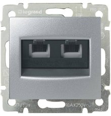 Розетка телефонная 2хRJ11 Legrand Valena алюминий 770139