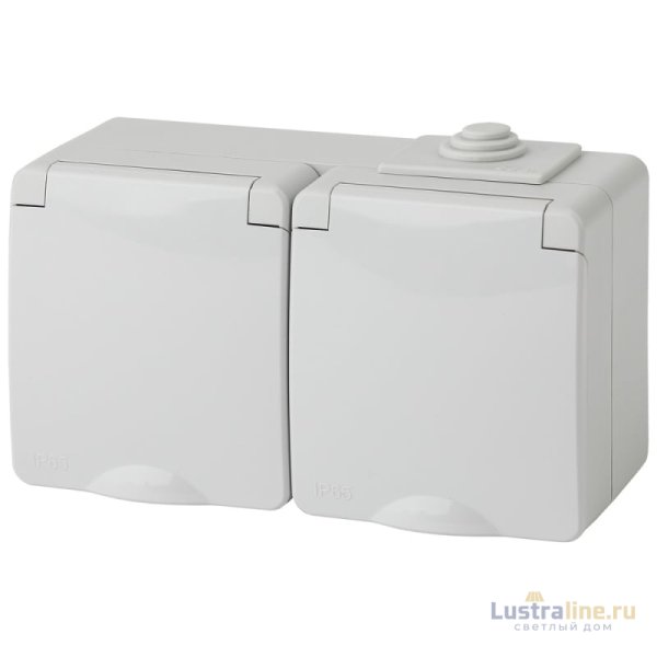 Розетка ЭРА Эксперт 2х2P E IP65 со шторками 16A 250V 11-2604-03 Б0035992