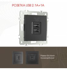 Розетка USB 2.1А+1А Arte Milano 206.46-1.black