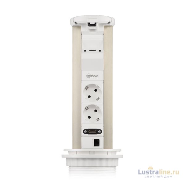 Блок розеток 12J (2 секции, USB type A+C + RJ45 + HDMI) беспроводная зарядка Mebax 00-00002598