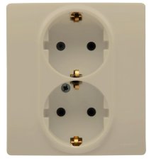 Розетка 2X2К+З Legrand Etika 16A 250V с/з со шторками безвинтовой зажим немецкий стандарт слоновая кость 672333