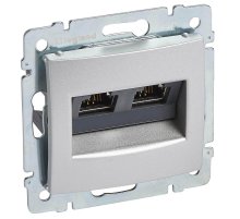 Розетка компьютерная 2хRJ45 Legrand Valena STP10 GIGA алюминий 770273