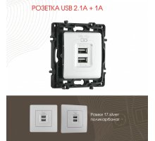 Розетка USB 2.1А+1А Arte Milano 217.46-1.silver