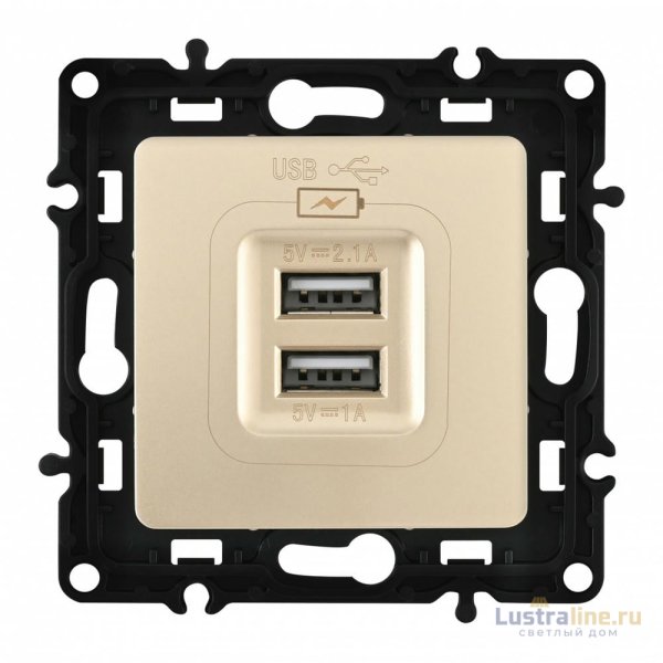Розетка USB 2.1А+1А Arte Milano 217.46-1.shampan