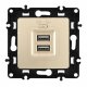 Розетка USB 2.1А+1А Arte Milano 217.46-1.shampan