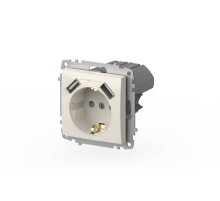 Розетка с заземлением и защитой от детей + два входа USB для заряда устройства ELBI Zena Vega 609-010200-317