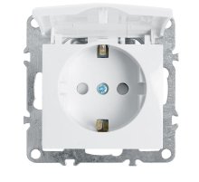 Розетка Stekker Эрна с/з 16A 250V с крышкой защитной шторкой белый PST16-9112-01 39319