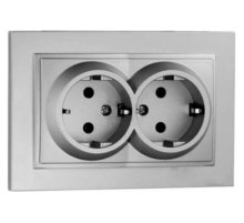 Розетка с заземлением двойная Mono Electric Despina 16А 250В серебро 102-212104-120