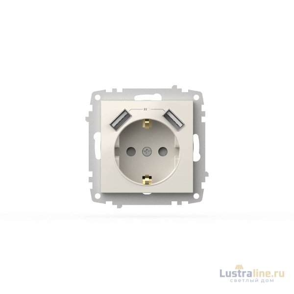 Розетка с заземлением и защитой от детей + два входа USB для заряда устройства ELBI Zena Vega 609-010200-317