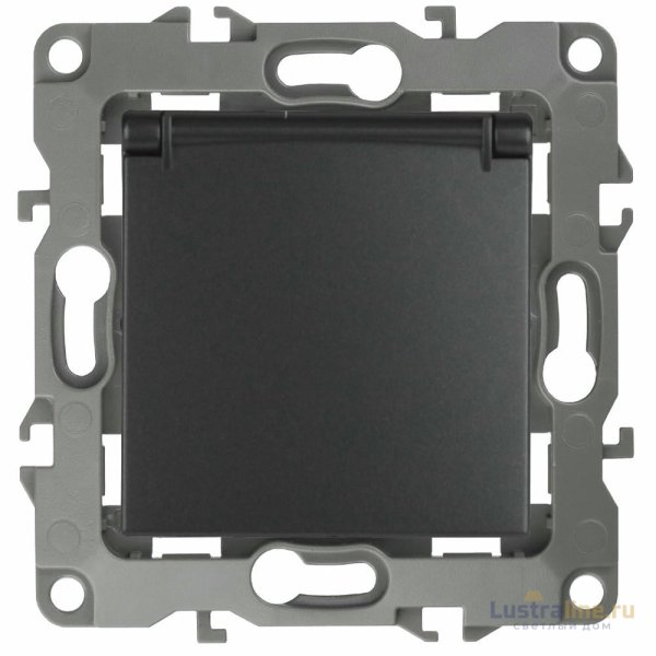 Розетка 2P+E Schuko со шторками с крышкой Эра 12-2103-05 Б0014697