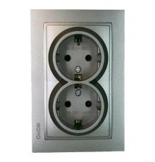 Розетка с заземлением двойная Mono Electric Despina 16A 250В антрацит 102-242404-120