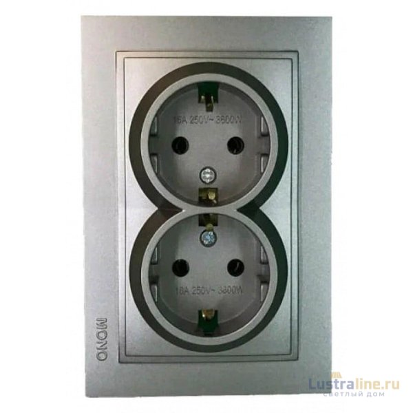 Розетка с заземлением двойная Mono Electric Despina 16A 250В антрацит 102-242404-120