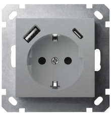 Розетка SHUKO Jasmart с USB тип A + C1 с защитными шторками (2P+T) 25W 16A 250V G5501USB-25S