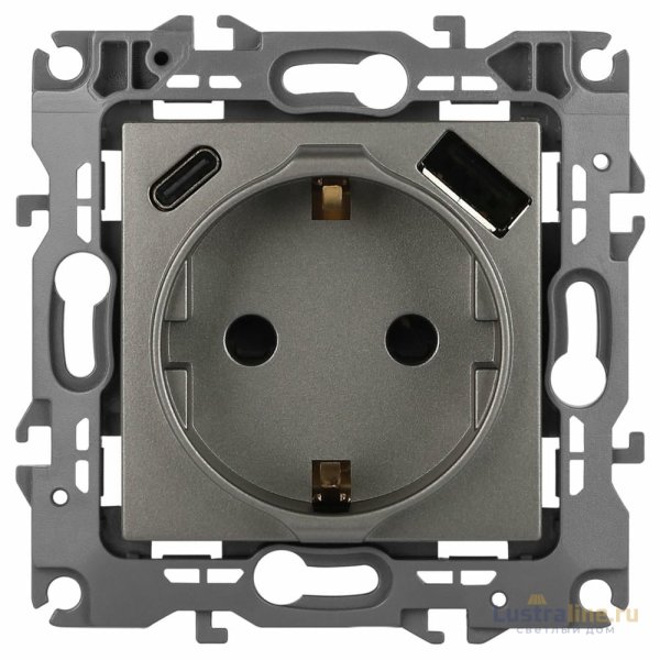 Розетка со шторками с USB type-A+C Эра 12-4108-16 Б0067762