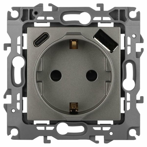 Розетка со шторками с USB type-A+C Эра 12-4108-16 Б0067762