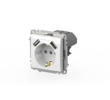 Розетка с заземлением и защитой от детей + два входа USB для заряда устройства ELBI Zena Vega 609-015600-317