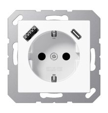 Розетка 2K+З USB Typ AC Jung A1520-15CAWW