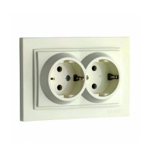 Розетка с заземлением двойная Mono Electric Despina 16А 250В крем 102-170004-120