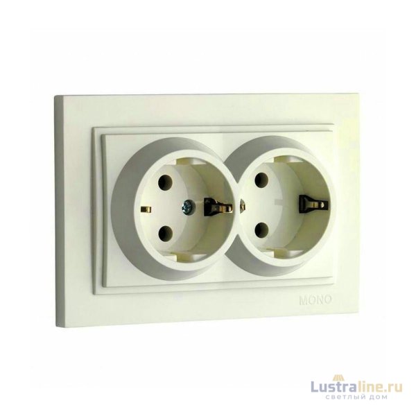 Розетка с заземлением двойная Mono Electric Despina 16А 250В крем 102-170004-120