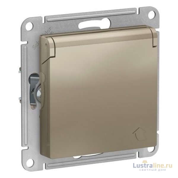 Розетка с заземлением со шторками и крышкой Schneider Electric Atlas design ATN000546