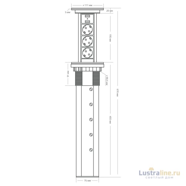 Сенсорный блок розеток LK (3 секции и 2 USB) Mebax 00-00001183