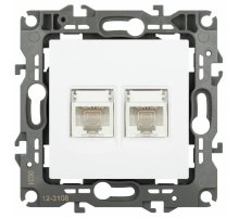 Розетка компьютерная двойная RJ45 Эра 12-3108-01М Б0065686