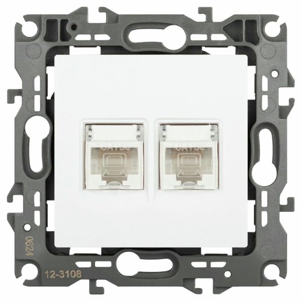 Розетка компьютерная двойная RJ45 Эра 12-3108-01М Б0065686