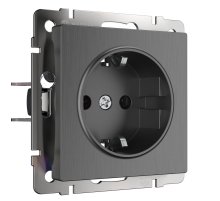 Розетка с заземлением и шторками Werkel графит рифленый W1171104 4690389158636