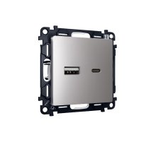 Комплект механизма розетки 2USB A+C 20W (быстрая зарядка) Ambrella Volt Alfa MA511010