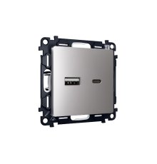 Комплект механизма розетки 2USB A+C 20W (быстрая зарядка) Ambrella Volt Alfa MA511010
