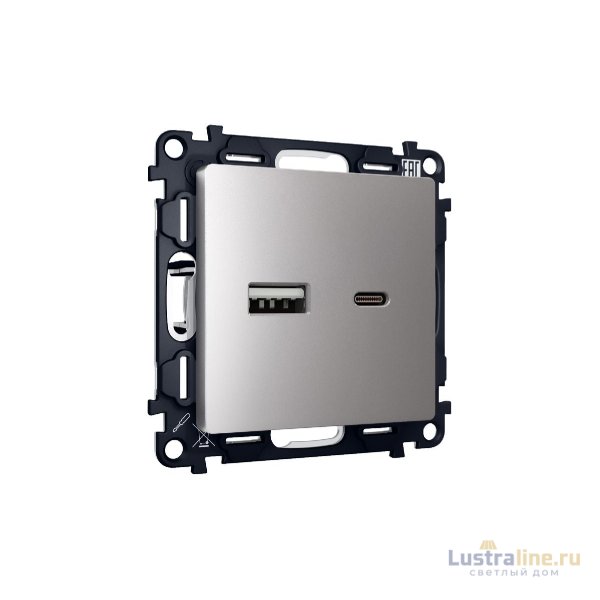 Комплект механизма розетки 2USB A+C 20W (быстрая зарядка) Ambrella Volt Alfa MA511010