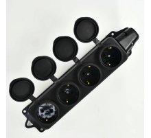 Розетка наружная четырехместная с заглушками Lezard Каучук 106-0400-0107/107