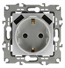 Розетка 2P+E со шторками и 2xUSB Эра 12-4109-03 Б0047842