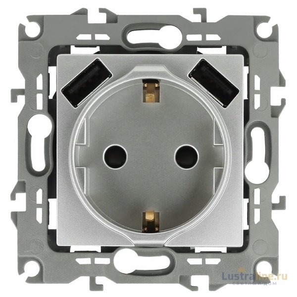 Розетка 2P+E со шторками и 2xUSB Эра 12-4109-03 Б0047842