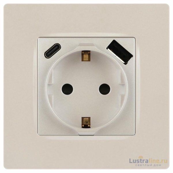 Розетка со шторками с USB type-A+C Эра 12-4108-15 Б0067767
