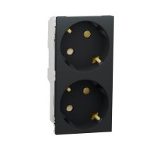 Розетка двойная Schneider Electric Unica New Modular с/з со шторками NU306754A