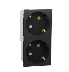 Розетка двойная Schneider Electric Unica New Modular с/з со шторками NU306754A